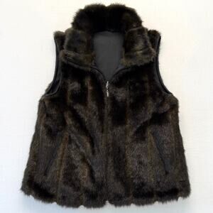 GIACCA A Gallery Co. Reversible Faux Fur Vest Women's Size S Brown Vintage 90's
